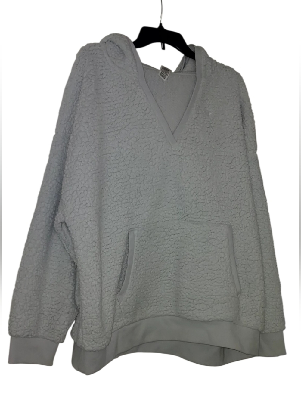 Pink Victorias Secret Cozy V-Neck Sherpa Hoodie Sweater - Light Blue